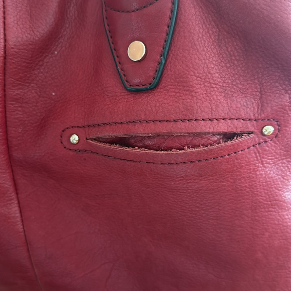 B. Makowsky Crimson leather handbag with animal print interior. just fabulous! - Picture 3 of 14